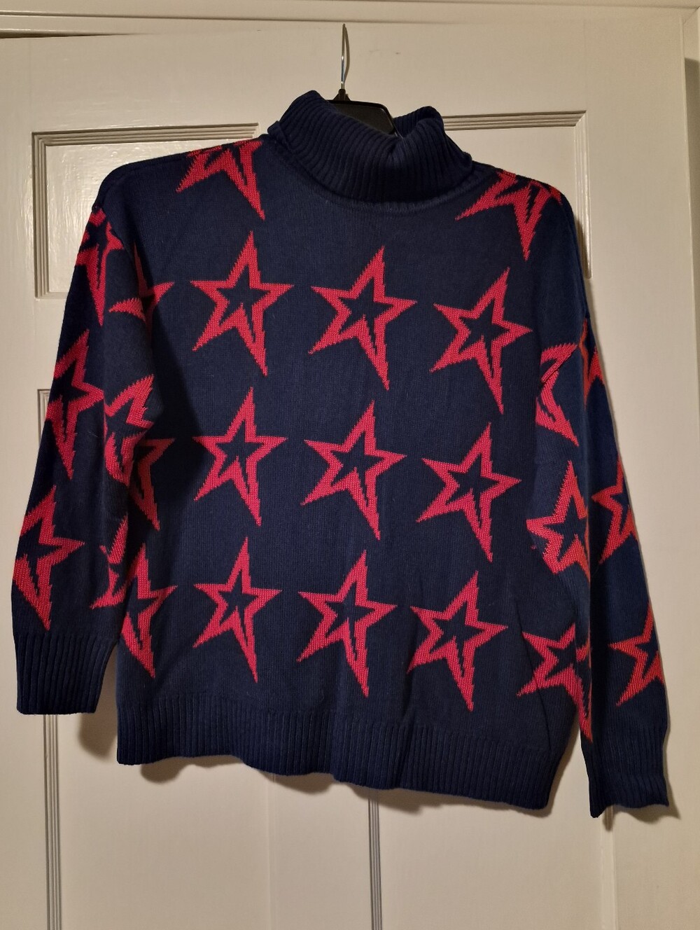 Antonio Melani Navy & Red Star Cowl Neck Sweater Size Medium | Dillard's